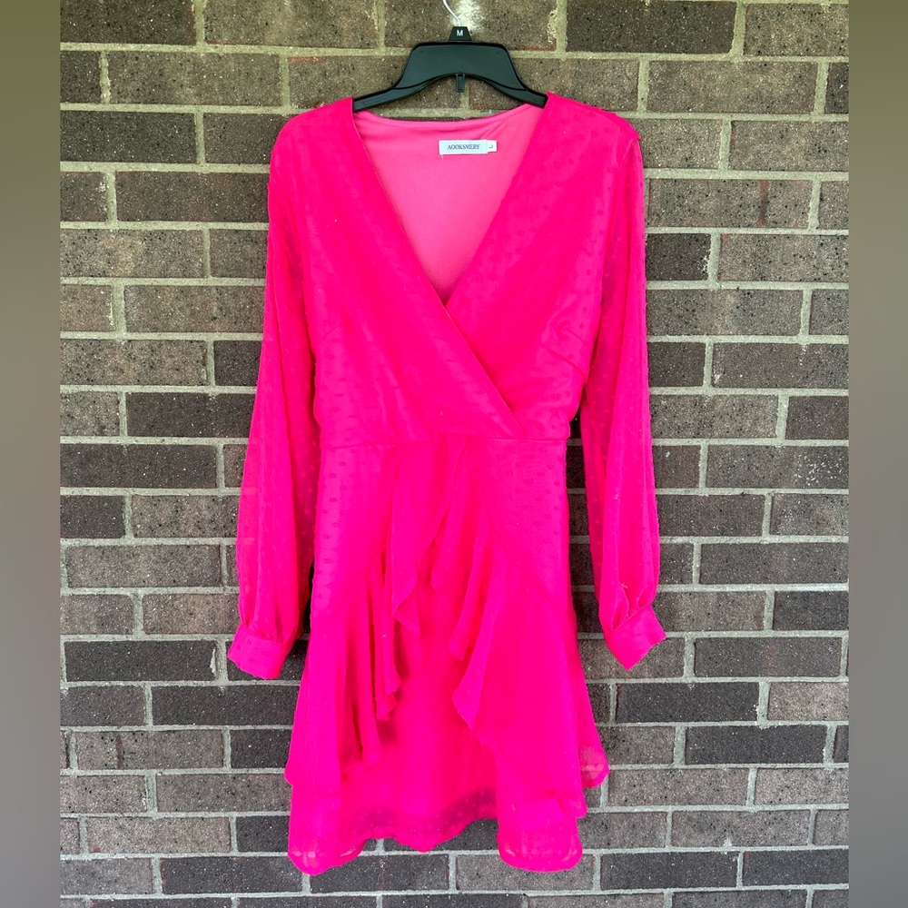 Festive pink dress.